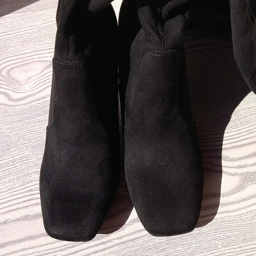 Unisa Quesia Black Faux Suede Over-The-Knee Boots